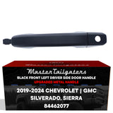 Exterior Door Handle Upgraded Black Metal Replacement for Chevrolet Silverado (2019-2024) / GMC Sierra (2019-2024) OE Part # 84462077 | Front LH w/Keyhole