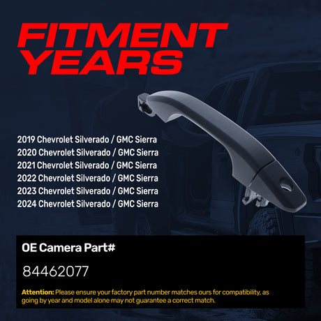 Exterior Door Handle Upgraded Black Metal Replacement for Chevrolet Silverado (2019-2024) / GMC Sierra (2019-2024) OE Part # 84462077 | Front LH w/Keyhole