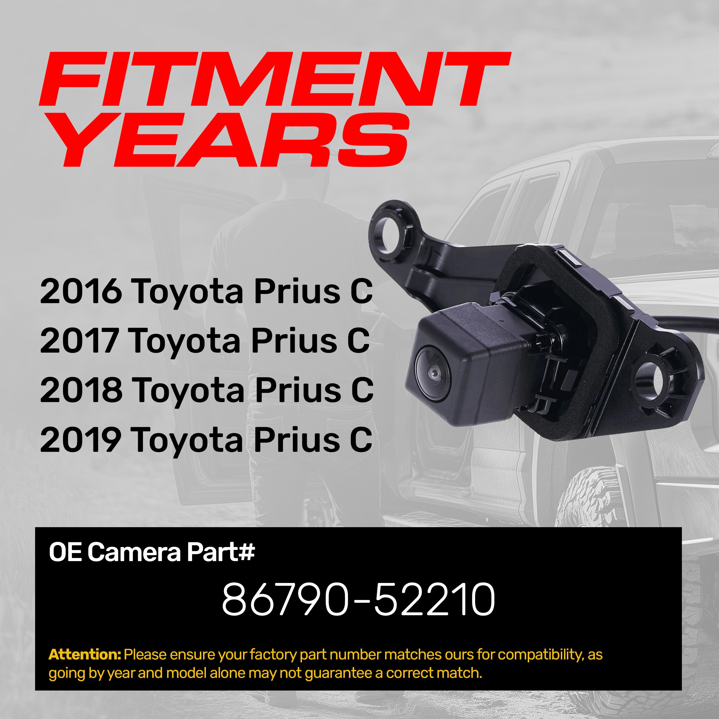 Toyota Prius C (2016-2019) OEM Replacement Backup Camera OE Part
