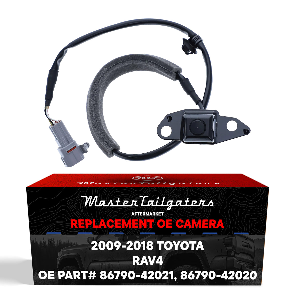 Toyota RAV4 w/ Spare Tire Carrier (2009-2012), RAV4 w/o AVM (2016-2018) OEM Replacement Backup Camera OE Part # 86790-42020, 86790-42021