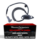 Toyota RAV4 w/ Spare Tire Carrier (2009-2012), RAV4 w/o AVM (2016-2018) OEM Replacement Backup Camera OE Part # 86790-42020, 86790-42021