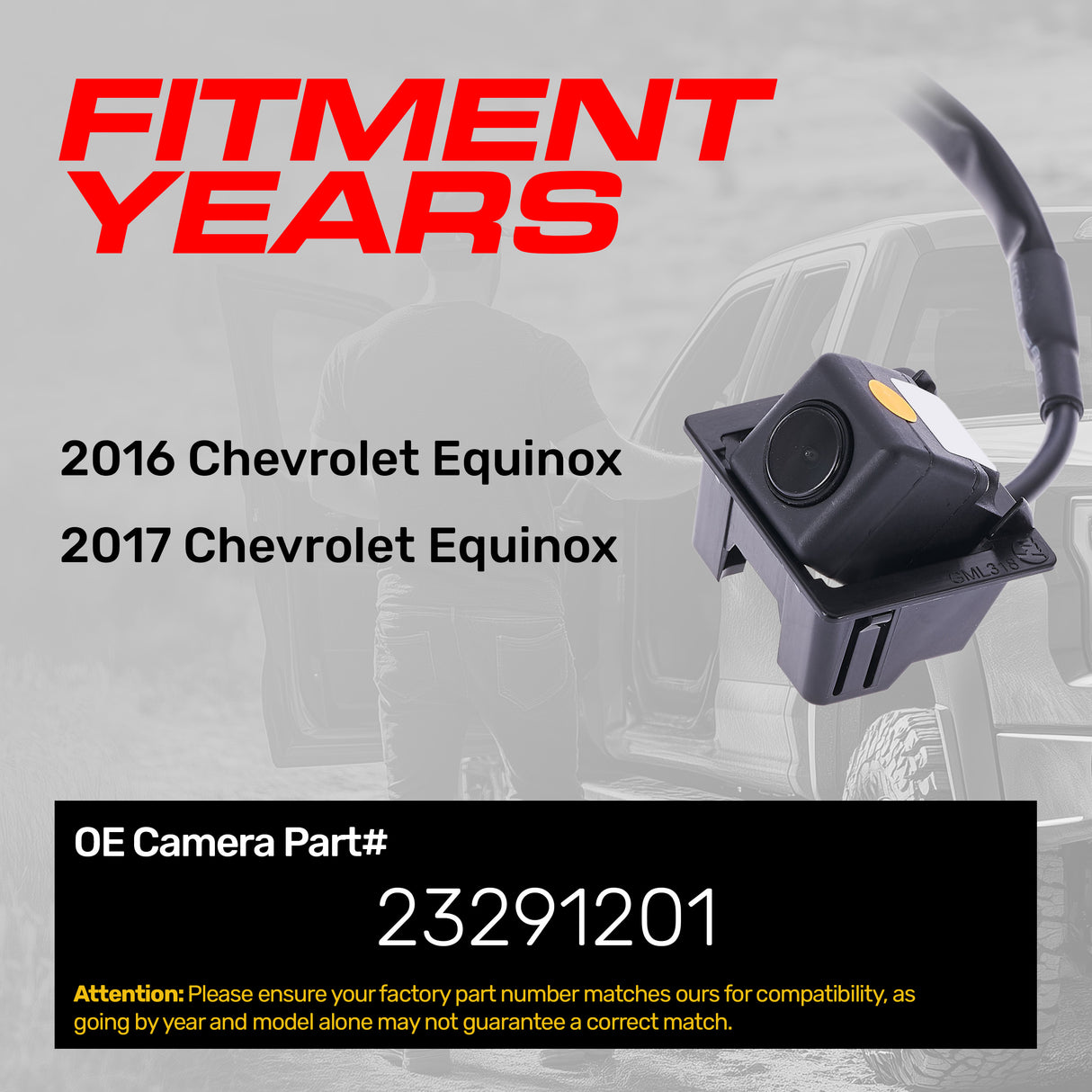 Chevrolet Equinox (2016-2017) OEM Replacement Backup Camera OE Part # 23291201