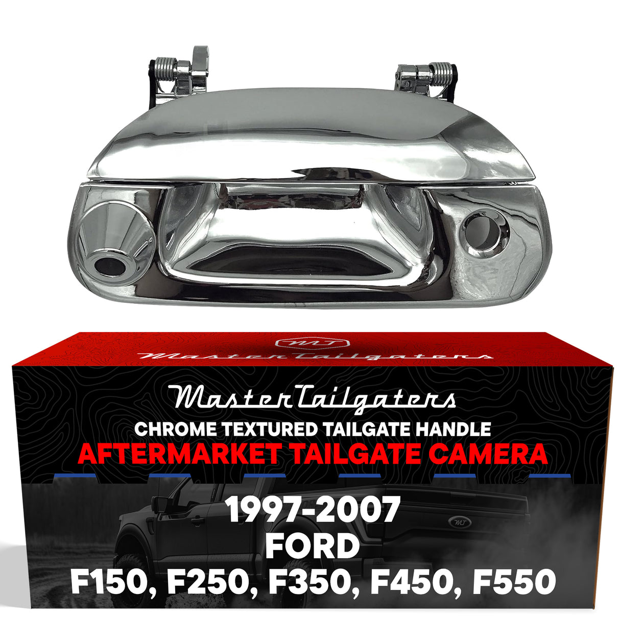 Ford F150 F250 F350 F450 F550 (1997-2007) Chrome Replacement Tailgate Handle with Backup Camera - Master Tailgaters