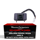 Toyota Yaris iA (2016-2020), Yaris Sedan (2016-2020) / Scion iA (2016) OEM Replacement Backup Camera OE Part # 86790-WB001, 86790-WB002 - Master Tailgaters