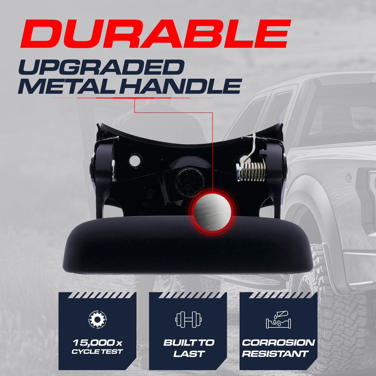 Master Tailgaters Tailgate Handle Upgraded Black Metal Replacement for Chevrolet Silverado (1999-2007), Suburban (2000-2004) / GMC Sierra (1999-2007) / Hummer H2 (2003-2009) OE Part # 15997911