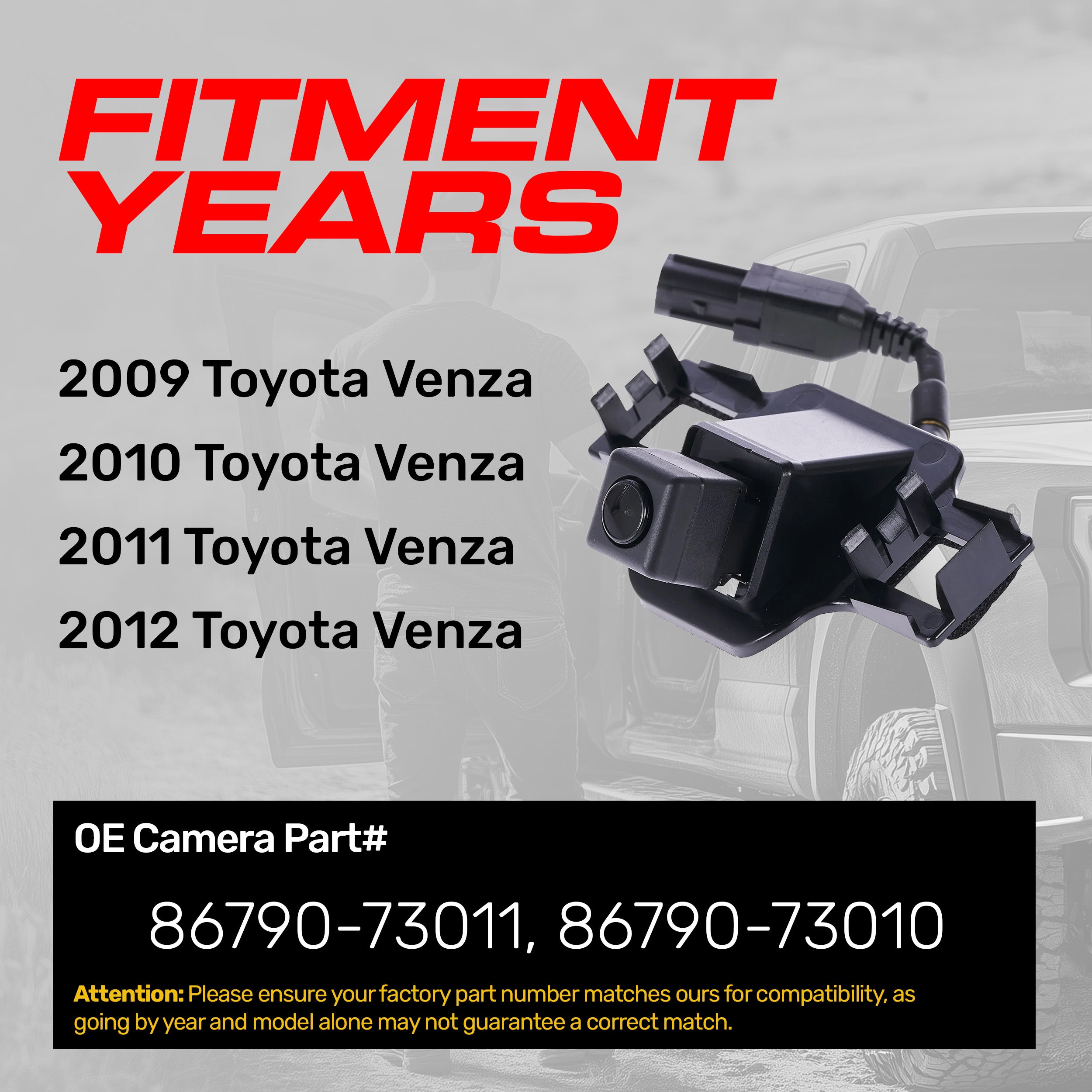 Toyota Venza (2009-2012) OEM Replacement Backup Camera OE Part