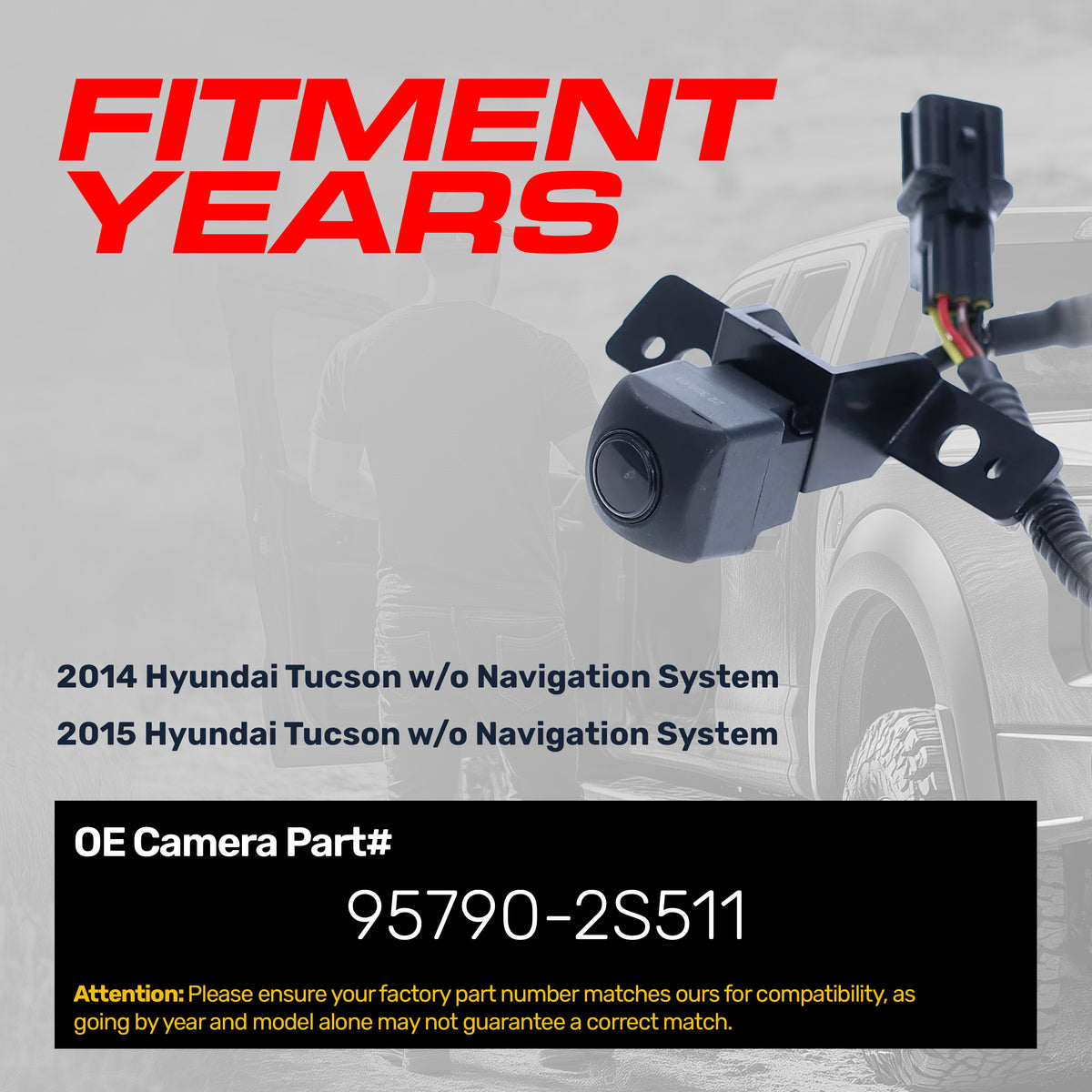 Hyundai Tucson (2014-2015) w/o Navigation System OEM Replacement Backup Camera OE Part # 95790-2S511