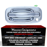 Exterior Door Handle Upgraded Chrome Metal Replacement for Chevrolet Avalanche 02-06, Silverado 99-06 / Cadillac Escalade 02-03 / GMC Sierra 99-06 OE Part # 19356468, 15034985 | Front LH w/ Keyhole