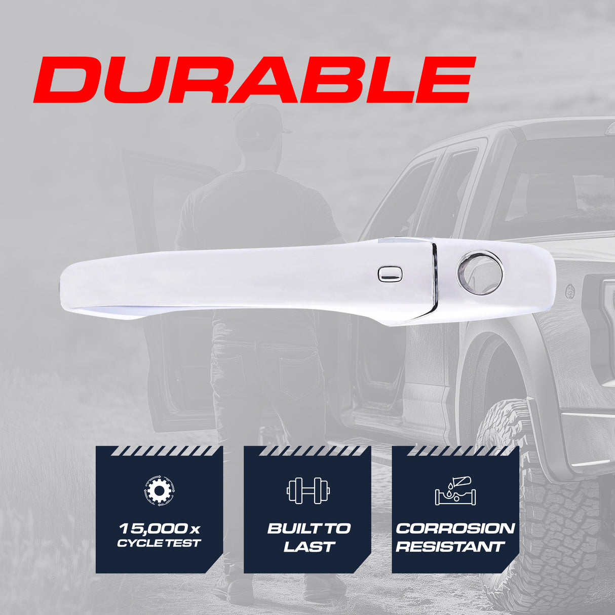 Exterior Door Handle Chrome Replacement for Dodge Durango (2011-2024) / Jeep Grand Cherokee (2011-2024) OE Part # 4589881AM, 4589881AG, 4589881AH | Front Left Driver Side