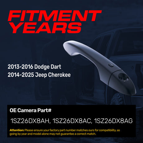 Exterior Door Handle Black Replacement for Dodge Dart (2013-2016) / Jeep Cherokee (2014-2025) OE Part # 1SZ26DX8AH, 1SZ26DX8AC, 1SZ26DX8AG | Front Left Driver Side w/ Keyhole