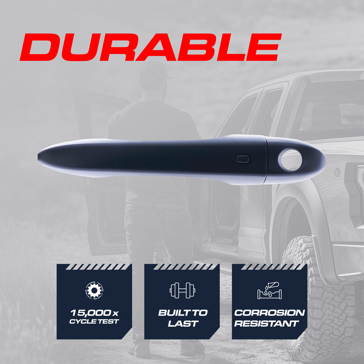 Exterior Door Handle Black Replacement for Dodge Dart (2013-2016) / Jeep Cherokee (2014-2025) OE Part # 1SZ26DX8AH, 1SZ26DX8AC, 1SZ26DX8AG | Front Left Driver Side w/ Keyhole