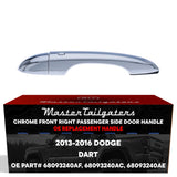 Exterior Door Handle Chrome Replacement for Dodge Dart (2013-2016) OE Part # 68093240AF, 68093240AC, 68093240AE | Front Right Passenger Side w/o Keyhole