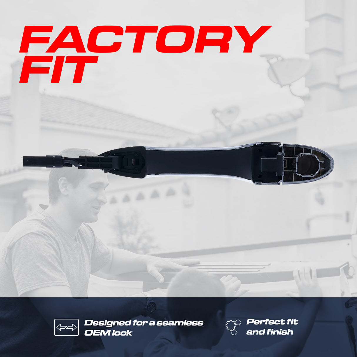 Exterior Door Handle Chrome Replacement for Dodge Dart (2013-2016) OE Part # 68093240AF, 68093240AC, 68093240AE | Front Right Passenger Side w/o Keyhole