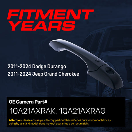 Exterior Door Handle Black Primed Replacement for Dodge Durango (2011-2024) / Jeep Grand Cherokee (2011-2024) OE Part # 1QA21AXRAK, 1QA21AXRAG | Front Left Driver Side