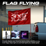 Master Tailgaters 6ft LED Truck Flag Pole with Smartphone App Control | Bluetooth Spiral Lights | 20 Colors & 100 Light Modes | Truck Hitch Mount Included | IP65 Water Resistant | 3'x5' Flag Approved - Master Tailgaters