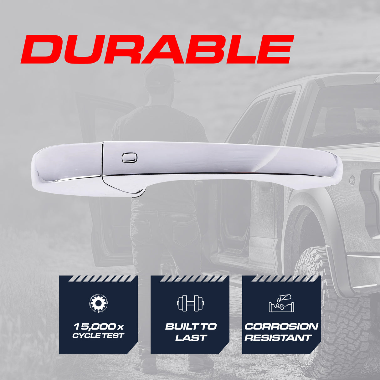 Exterior Door Handle Chrome Replacement for Dodge Durango (2011-2024) / Jeep Grand Cherokee (2011-2024) OE Part # 4589884AM, 4589884AE | Front Right Passenger Side w/o Keyhole