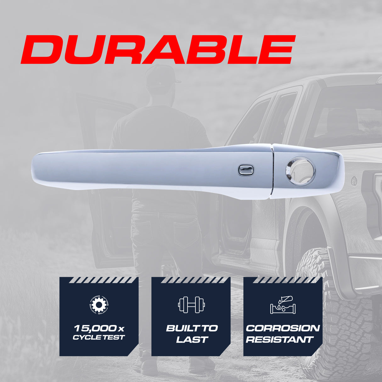 Exterior Door Handle Chrome Replacement for Dodge Journey (2011-2025) / Chrysler 300 (2011-2025) OE Part # 4589855AJ, 4589851AD, 4589855AF, 4589851AB | Front Left Driver Side