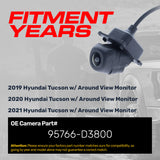 Hyundai Tucson (2019-2021) w/ Around View Monitor OEM Replacement Backup Camera OE Part # 95766-D3800
