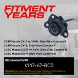 Mazda CX-5 w/ AVM (2019-2020), CX-9 (2019-2020) OEM Replacement Right Side View Camera OE Part # K147-67-RC0