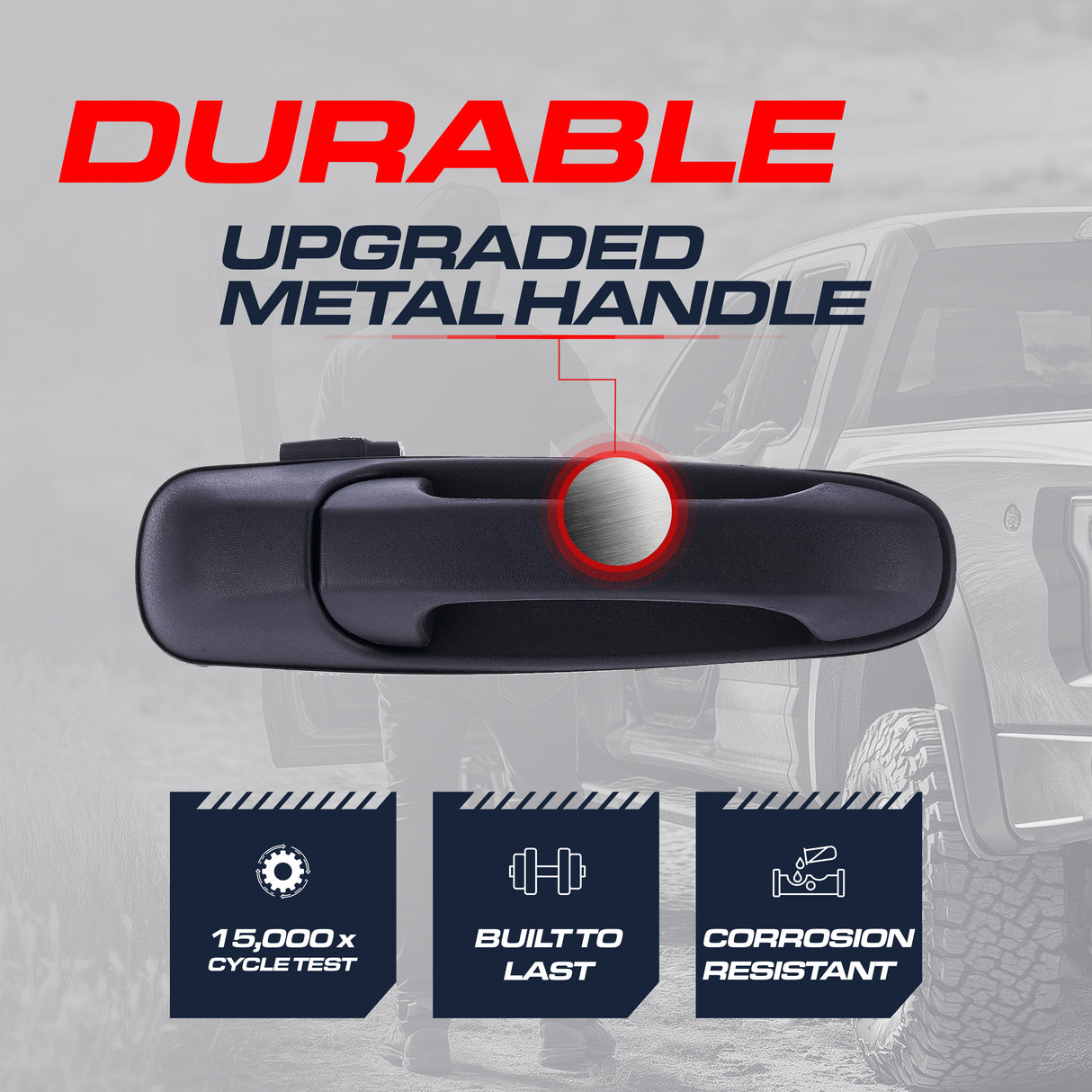 Master Tailgaters Exterior Door Handle Upgraded Black Metal Replacement for Dodge Ram (2009-2018) OE Part # 55112384AE, 55112384AC | Front RH w/o Keyhole