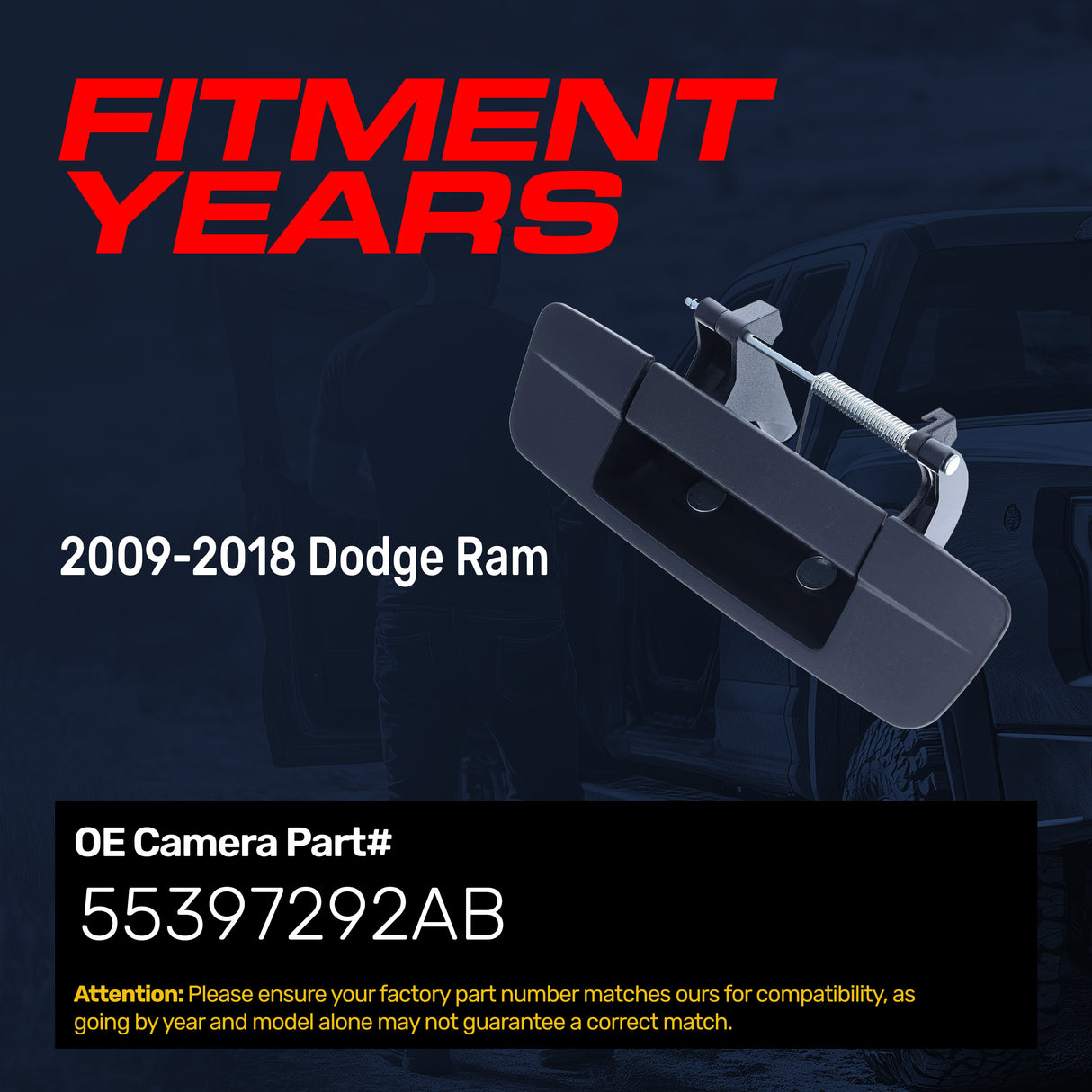 Master Tailgaters Tailgate Handle Upgraded Black Metal Replacement for Dodge Ram (2009-2018) OE Part # 55397292AB