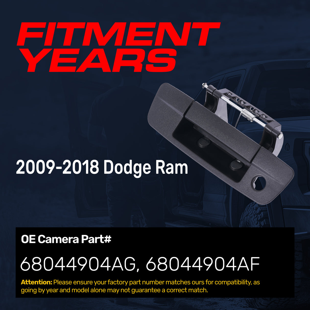 Master Tailgaters Tailgate Handle Upgraded Black Metal Replacement for Dodge Ram (2009-2018) OE Part # 68044904AG, 68044904AF