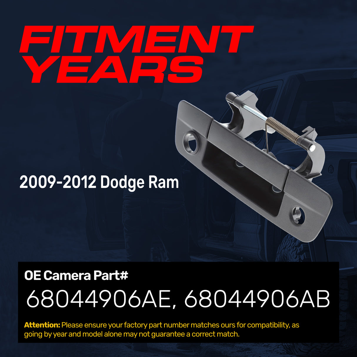 Master Tailgaters Tailgate Handle Upgraded Black Metal Replacement for Dodge Ram (2009-2012) OE Part # 68044906AE, 68044906AB