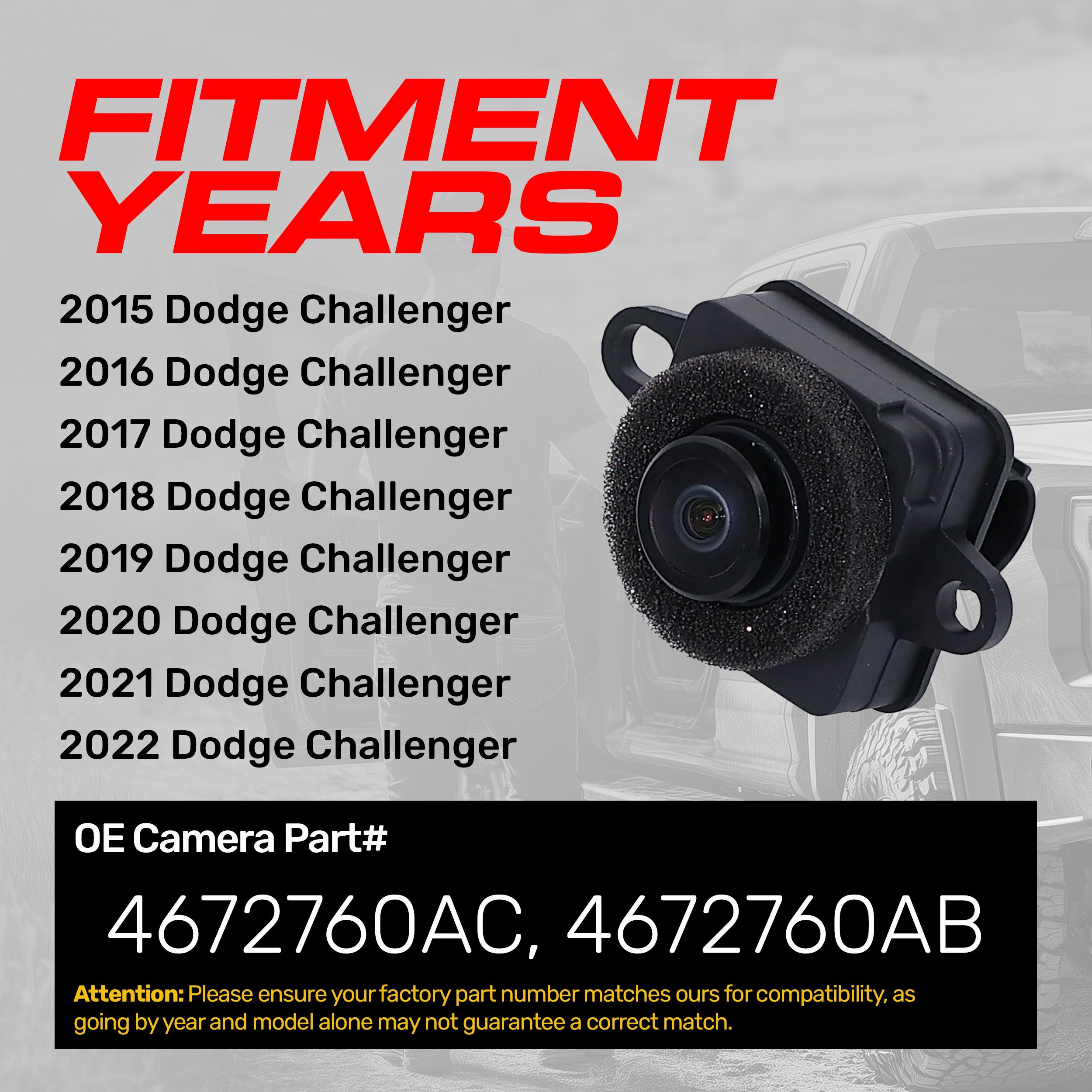 Dodge Challenger (2015-2022) OEM Replacement Backup Camera OE Part