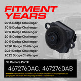 Dodge Challenger (2015-2022) OEM Replacement Backup Camera OE Part # 4672760AB, 4672760AC - Master Tailgaters