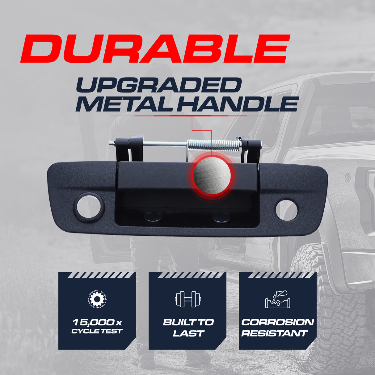 Tailgate Handle Upgraded Black Metal Replacement for Dodge Ram (2013-2018) OE Part # 68197873AA