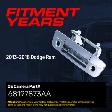 Tailgate Handle Upgraded Chrome Metal Replacement for Dodge Ram (2013-2018) OE Part # 68197873AA