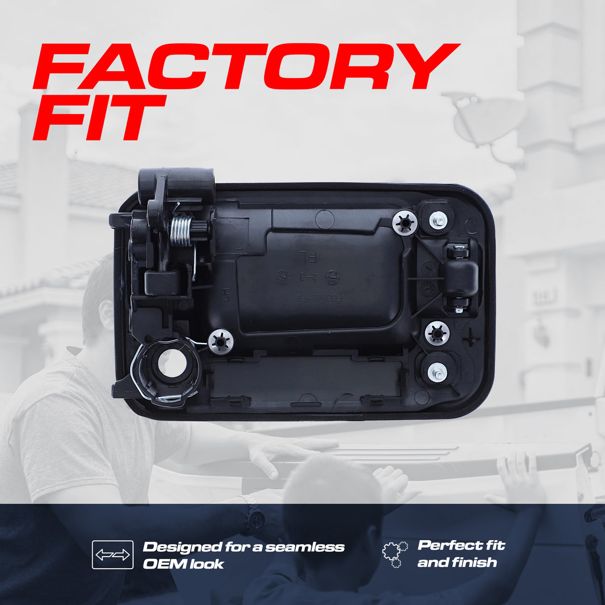 Exterior Door Handle Upgraded Black Metal Replacement for Ford F150 / Lincoln Mark LT (2004-2008) OE Part # CL3Z-1522405-BC, 9L3Z-1522405-BA | Front LH w/o Keypad Hole, w/ Keyhole