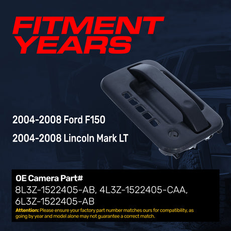 Exterior Door Handle Upgraded Black Metal Replacement for Ford F150 / Lincoln Mark LT (2004-2008) OE Part # 8L3Z-1522405-AB, 4L3Z-1522405-CAA, 6L3Z-1522405-AB | Front LH w/ Keypad Hole, w/ Keyhole
