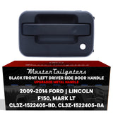 Exterior Door Handle Upgraded Black Metal Replacement for Ford F150 (2009-2014) / Lincoln Mark LT (2010-2014) OE Part # CL3Z-1522405-BD, CL3Z-1522405-BA | Front LH w/o Keypad Hole, w/ Keyhole