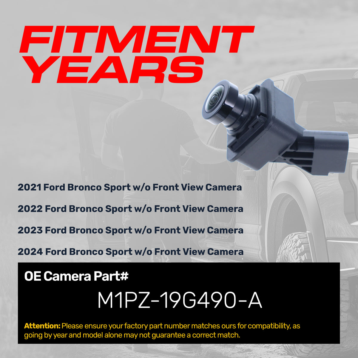 Ford Bronco Sport (2021-2024) w/o Front View OEM Replacement Backup Camera OE Part # M1PZ-19G490-A