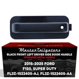 Exterior Door Handle Upgraded Black Metal Replacement for Ford F150 (2015-2020), Super Duty (2017-2025) OE Part # FL3Z-1522405-AJ, FL3Z-1522405-AA | Front LH w/ Keyhole