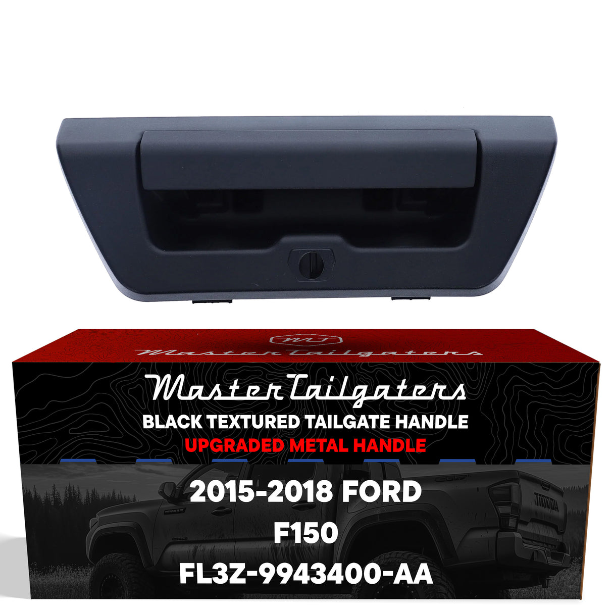 Tailgate Handle Upgraded Black Metal Replacement for Ford F150 (2015-2018) OE Part # FL3Z-9943400-AA