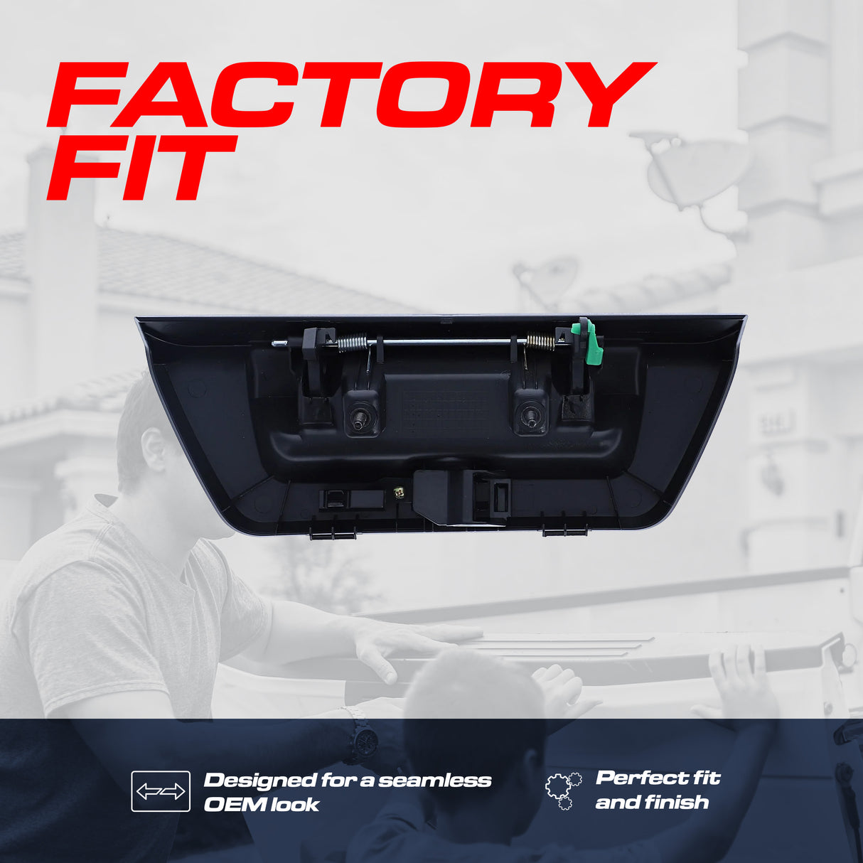 Tailgate Handle Upgraded Black Metal Replacement for Ford F150 (2015-2018) OE Part # FL3Z-9943400-AA