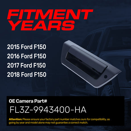 Tailgate Handle Upgraded Black Metal Replacement for Ford F150 (2015-2018) OE Part # FL3Z-9943400-HA