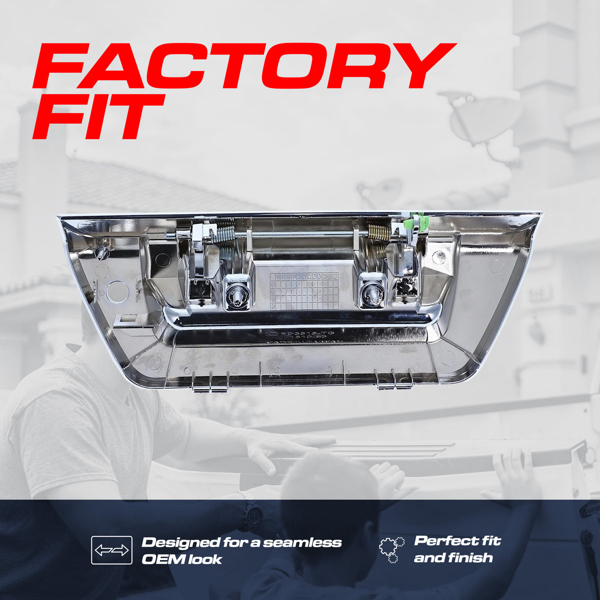 Tailgate Handle Upgraded Chrome Metal Replacement for Ford F150 (2015-2018) OE Part # FL3Z-9943400-HA