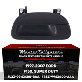 Tailgate Handle Upgraded Black Metal Replacement for Ford F150 (1997-2004), Super Duty (1999-2007) OE Part # 1L3Z-9943400-BAA, F85Z-9943400-AAA | Tailgate Handle w/o Keyhole
