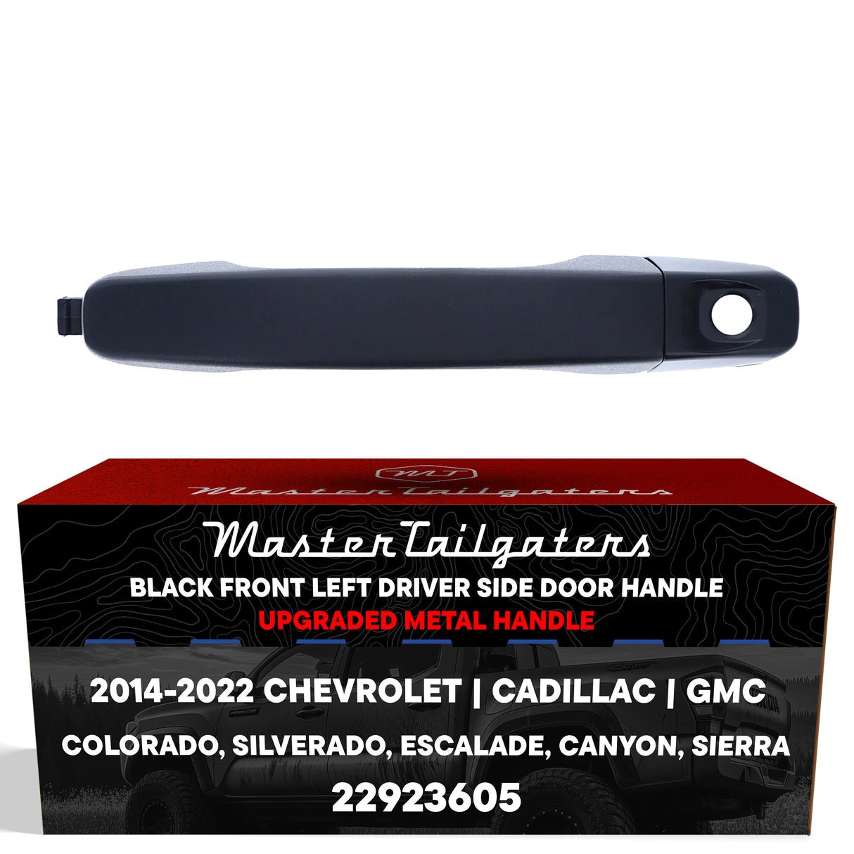 Exterior Door Handle Upgraded Black Metal Replacement for Chevrolet Colorado (2015-2022), Silverado (2014-2019) / Cadillac Escalade (2015) / GMC Canyon (2015), Sierra (2014-2019)