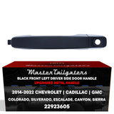 Exterior Door Handle Upgraded Black Metal Replacement for Chevrolet Colorado (2015-2022), Silverado (2014-2019) / Cadillac Escalade (2015) / GMC Canyon (2015), Sierra (2014-2019)