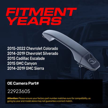 Exterior Door Handle Upgraded Black Metal Replacement for Chevrolet Colorado (2015-2022), Silverado (2014-2019) / Cadillac Escalade (2015) / GMC Canyon (2015), Sierra (2014-2019)