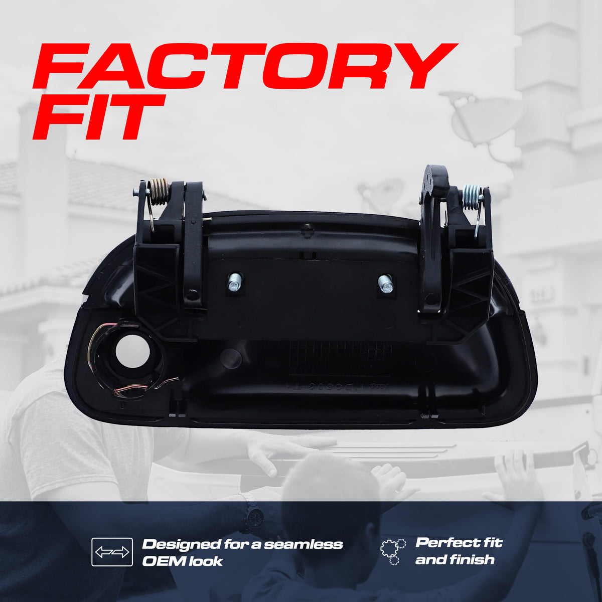 Tailgate Handle Upgraded Black Metal Replacement for Ford F150 (1997-2004), Super Duty (1999-2007) OE Part # 7L3Z-9943400-AA | Tailgate Handle w/ Keyhole