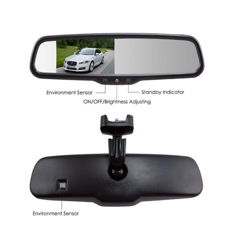 Master Tailgaters 10.5" OEM Rear View Mirror with 4.3" LCD Screen + Compass & Temperature | Rearview Universal Fit Mount | Auto Adjusting Brightness LCD | Anti Glare | Full Original Mirror Replacement