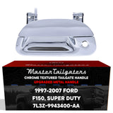Tailgate Handle Upgraded Chrome Metal Replacement for Ford F150 (1997-2004), Super Duty (1999-2007) OE Part # 7L3Z-9943400-AA | Tailgate Handle w/ Keyhole