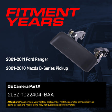 Exterior Door Handle Upgraded Black Metal Replacement for Ford Ranger (2001-2011) / Mazda B-Series Pickup (2001-2010) OE Part # 2L5Z-1022404-BAA | Front RH=LH w/o Keyhole