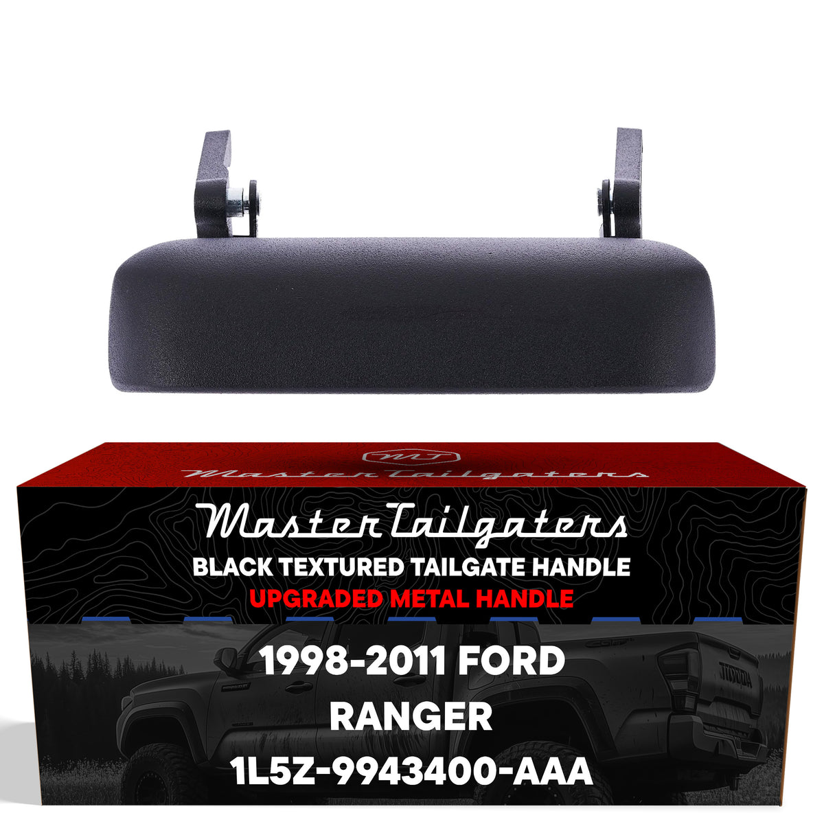 Tailgate Handle Upgraded Black Metal Replacement for Ford Ranger (1998-2011) OE Part # 1L5Z-9943400-AAA | Tailgate Handle w/o Keyhole