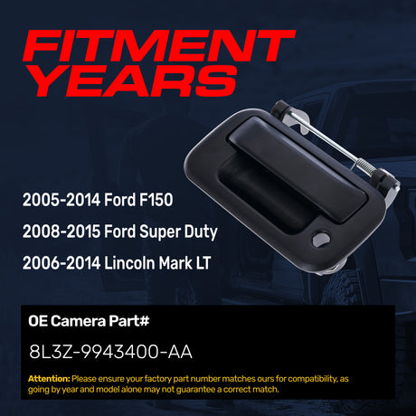 Tailgate Handle Upgraded Black Metal Replacement for Ford F150 (2005-2014), Super Duty (2008-2015) / Lincoln Mark LT (2006-2014) OE Part # 8L3Z-9943400-AA | Tailgate Handle w/ Keyhole